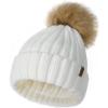 imageFURTALK Winter Beanie Hats for Women Fleece Lined Pom Pom Knitted Warm Beanie Caps03 White