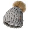 imageFURTALK Winter Beanie Hats for Women Fleece Lined Pom Pom Knitted Warm Beanie Caps05fog Gray