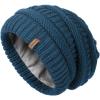 imageFURTALK Winter Hats for Women Fleece Lined Knit Beanie Hats Slouchy Warm Beanies Ski Skull CapDark Bluefleece Lining