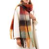 imageFURTALK Winter Scarf for Women Oversized Plaid Chunky Thick Blanket Scarves Warm Colorful Cold Weather Long WrapOrangegrey