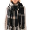 imageFURTALK Winter Scarf for Women Shawl Cashmere Feel Tassel Plaid Large Oversized Scarves WrapsBlack