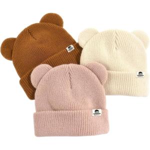 imageFURTALK Baby Beanie Winter Hat with Bear Ear for Infant Toddler Boys Girls Soft Knitted Skull CapBeigepinkcaramel