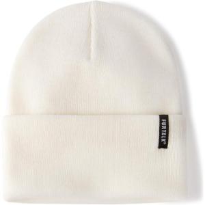 imageFURTALK Beanie Hat for Men Women Winter Hats for Women Men Soft Warm Unisex Cuffed Beanie Knitted Skull CapCream White