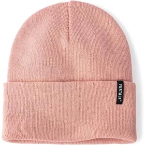 imageFURTALK Beanie Hat for Men Women Winter Hats for Women Men Soft Warm Unisex Cuffed Beanie Knitted Skull CapLight Pink