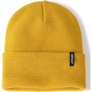 imageFURTALK Beanie Hat for Men Women Winter Hats for Women Men Soft Warm Unisex Cuffed Beanie Knitted Skull CapYellow