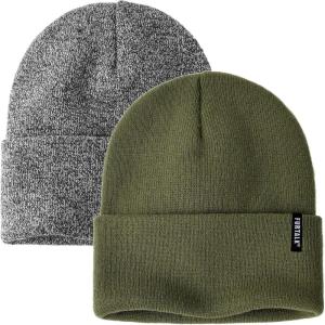 imageFURTALK Beanie Hat for Women Men Winter Hat Womens Cuffed Beanies Knit Skull Cap Warm Ski HatsPine Greenmixed Black