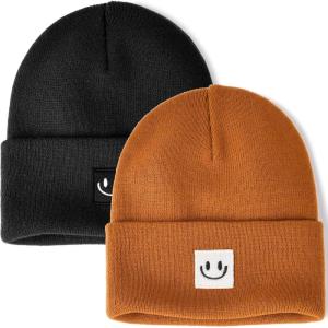 imageFURTALK Beanie Hats for Women Knit Cuffed Winter Hats Soft Warm Cute Ski Skull CapsBlackcaramel