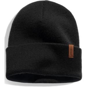 imageFURTALK Beanie for Men Women Cuffed Thick Knitted Unisex Winter Hat Beanies Skull CapBlack