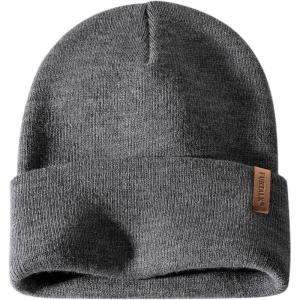 imageFURTALK Beanie for Men Women Cuffed Thick Knitted Unisex Winter Hat Beanies Skull CapDark Grey