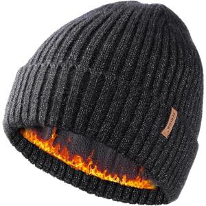 imageFURTALK Double Layer Winter Hats for Men Women Beanie Thick Cuffed Warm Ski HatsDark Mixgrey