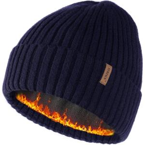 imageFURTALK Double Layer Winter Hats for Men Women Beanie Thick Cuffed Warm Ski HatsNavy