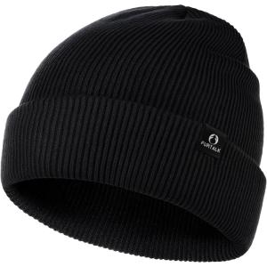 imageFURTALK DoubleLayer Beanie for Men Women Ultra Soft Stretchy Knit Winter Hat Unisex Cold Weather Beanie HatBlack
