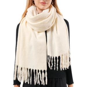 imageFURTALK Scarf for Women Men Soft Warm Cashmere Feel Blanket Scarf Pashmina Shawl Winter Thick Womens ScarvesCream