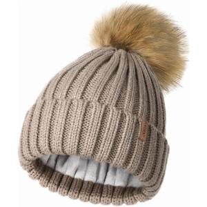 imageFURTALK Winter Beanie Hats for Women Fleece Lined Pom Pom Knitted Warm Beanie Caps15smoke Gray