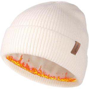 imageFURTALK Winter Hats for Men Women Fleece Lined Beanie Warm Cuffed Outdoor Skull CapBeige