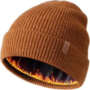 imageFURTALK Winter Hats for Men Women Fleece Lined Beanie Warm Cuffed Outdoor Skull CapCamel