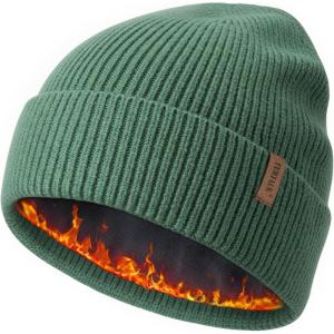 imageFURTALK Winter Hats for Men Women Fleece Lined Beanie Warm Cuffed Outdoor Skull CapGreen