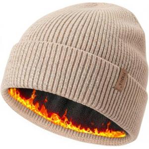 imageFURTALK Winter Hats for Men Women Fleece Lined Beanie Warm Cuffed Outdoor Skull CapKhaki