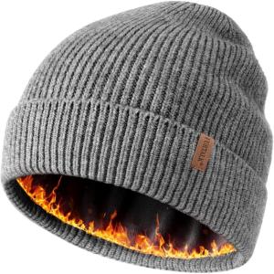 imageFURTALK Winter Hats for Men Women Fleece Lined Beanie Warm Cuffed Outdoor Skull CapMixed Dark Grey