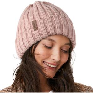 imageFURTALK Winter Hats for Women Fleece Lined Beanie Knit Chunky Womens Snow CapLight Pink