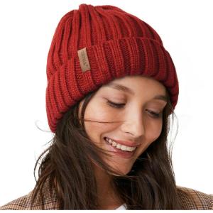 imageFURTALK Winter Hats for Women Fleece Lined Beanie Knit Chunky Womens Snow CapWine Red