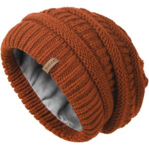 imageFURTALK Winter Hats for Women Fleece Lined Knit Beanie Hats Slouchy Warm Beanies Ski Skull CapCramelfleece Lining