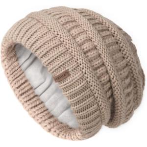 imageFURTALK Winter Hats for Women Fleece Lined Knit Beanie Hats Slouchy Warm Beanies Ski Skull CapKhaki