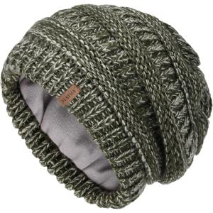 imageFURTALK Winter Hats for Women Fleece Lined Knit Beanie Hats Slouchy Warm Beanies Ski Skull CapMix Greenfleece Lining