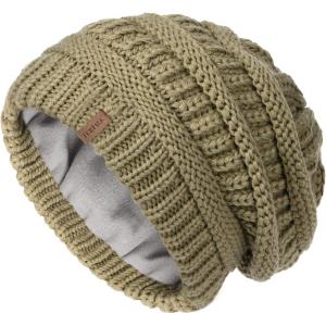 imageFURTALK Winter Hats for Women Fleece Lined Knit Beanie Hats Slouchy Warm Beanies Ski Skull CapTree Greenfleece Lining