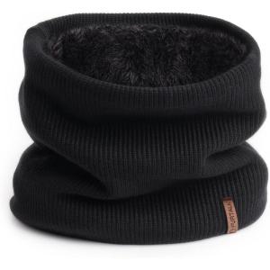 imageFURTALK Winter Neck Warmer Men Ski Neck Gaiter Scarf For Men Women Thick Warm Fleece Windproof ScarvesBlack