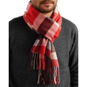 imageFURTALK Winter Scarf for Men Long Soft Warm Scarves Plaid Tassel Scarf for MenRedblack