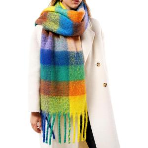 imageFURTALK Winter Scarf for Women Oversized Plaid Chunky Thick Blanket Scarves Warm Colorful Cold Weather Long WrapGreenblue