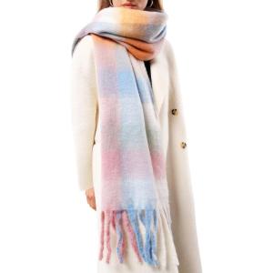 imageFURTALK Winter Scarf for Women Oversized Plaid Chunky Thick Blanket Scarves Warm Colorful Cold Weather Long WrapPinkgrey