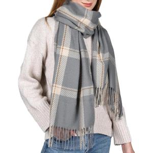 imageFURTALK Winter Scarf for Women Shawl Cashmere Feel Tassel Plaid Large Oversized Scarves WrapsGrey