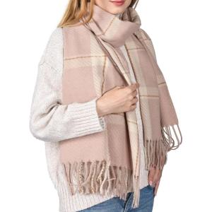 imageFURTALK Winter Scarf for Women Shawl Cashmere Feel Tassel Plaid Large Oversized Scarves WrapsPink