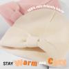 imageFURTALK Baby Beanie Winter Hat Knitted Warm Hat with Cute Bow Infant Toddler Cuffed BeaniesBeigepink