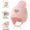 imageFURTALK Baby Girls Beanie with Pom Earflap Fleece Lined Winter Hat Knit Toddler Infant Hats