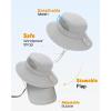imageFURTALK Baby Toddler Sun Hat Bucket Hat with Neck Flap Wide Brim Hats Beach Vacation EssentialsGrey