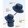 imageFURTALK Baby Toddler Sun Hat Bucket Hat with Neck Flap Wide Brim Hats Beach Vacation EssentialsNavy