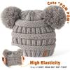 imageFURTALK Baby Winter Knitted Beanie Hat Soft Warm Lined Pom Pom for Infant Toddler Skull CapBlackwhitegrey