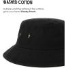 imageFURTALK Bucket Hats for Women Washed Cotton Packable Summer Beach Sun Hats Bucket Hat with Strings for TravelBlack