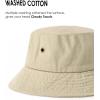 imageFURTALK Bucket Hats for Women Washed Cotton Packable Summer Beach Sun Hats Bucket Hat with Strings for TravelLight Khaki