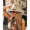 imageFURTALK Cowboy Sun Hats for Women Men Western Cowgirl Hats with Wind Lanyard UPF 80 Beach HatBeige