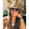 imageFURTALK Cowboy Sun Hats for Women Men Western Cowgirl Hats with Wind Lanyard UPF 80 Beach HatKhaki