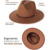 imageFURTALK Fedora Hats for Men Women Wide Brim Felt Panama Dress Hat with Belt Buckle Adjustable SizeBrown