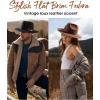 imageFURTALK Fedora Hats for Men Women Wide Brim Felt Panama Dress Hat with Belt Buckle Adjustable SizeBrown