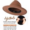 imageFURTALK Fedora Hats for Men Women Wide Brim Felt Panama Dress Hat with Belt Buckle Adjustable SizeBrown