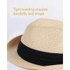 imageFURTALK Fedora Straw Sun Hat for Men Women Foldable Roll Up Short Brim Trilby Hat Panama Beach Hat UPF 80Beige