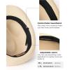 imageFURTALK Fedora Straw Sun Hat for Men Women Foldable Roll Up Short Brim Trilby Hat Panama Beach Hat UPF 80Beige