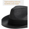imageFURTALK Fedora Straw Sun Hat for Men Women Foldable Roll Up Short Brim Trilby Hat Panama Beach Hat UPF 80Black